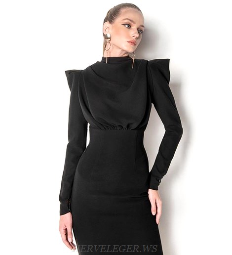 Herve Leger Black Long Sleeve Dress