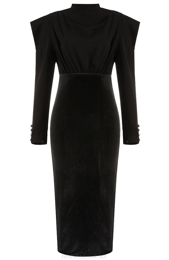 Herve Leger Black Long Sleeve Dress