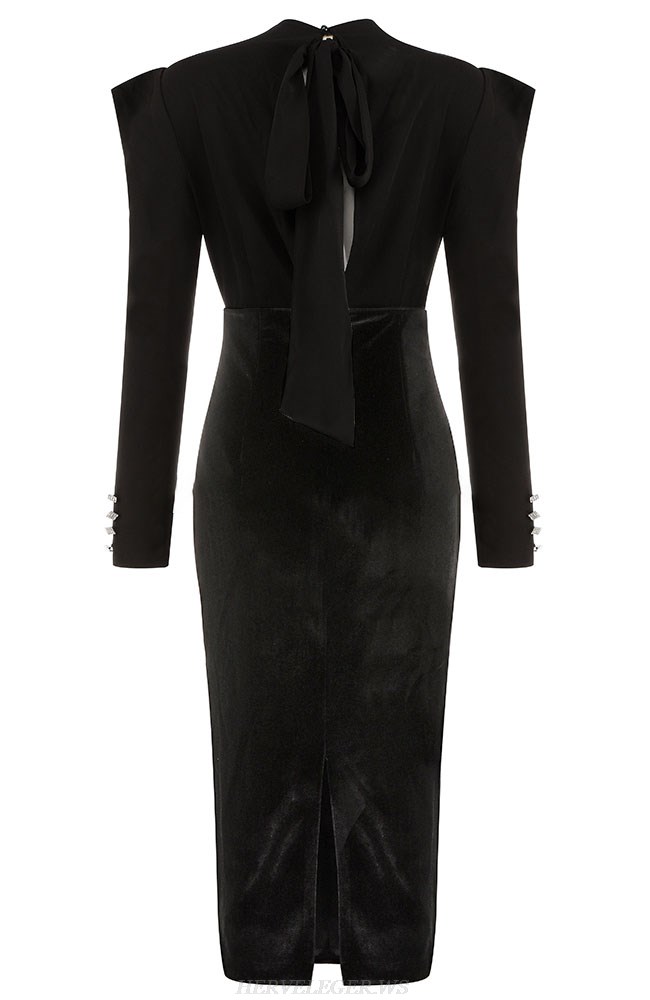 Herve Leger Black Long Sleeve Dress