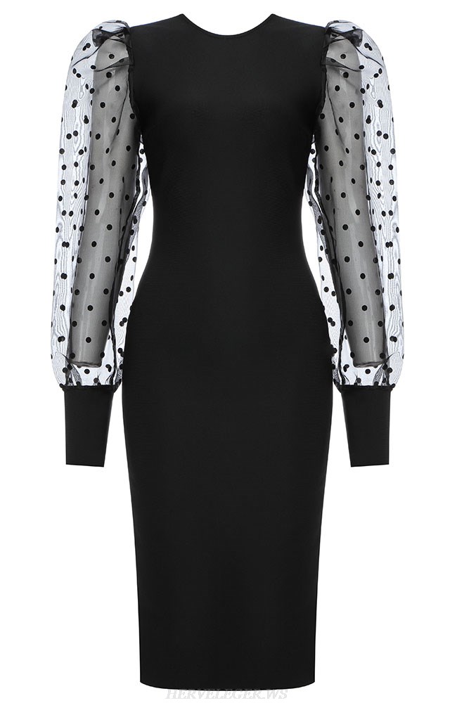 Herve Leger Black Puff Sleeve Dress