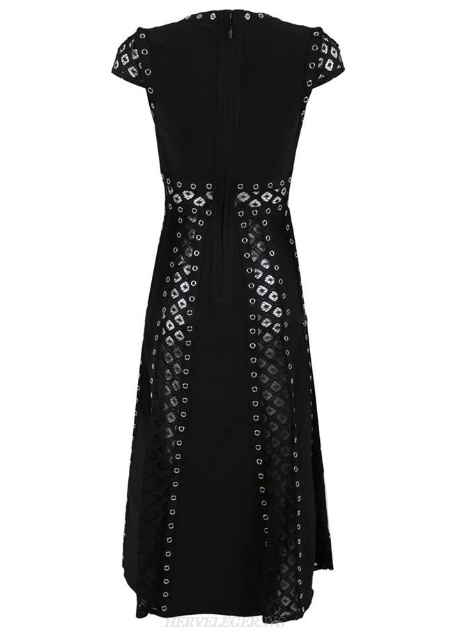 Herve Leger Black Studded A Line Dress