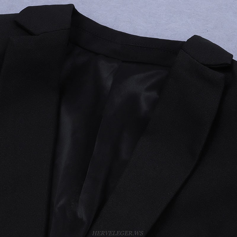 Herve Leger Black Tie Belt Suit