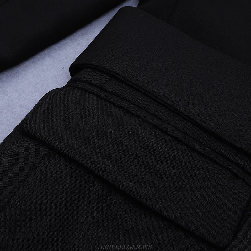 Herve Leger Black Tie Belt Suit