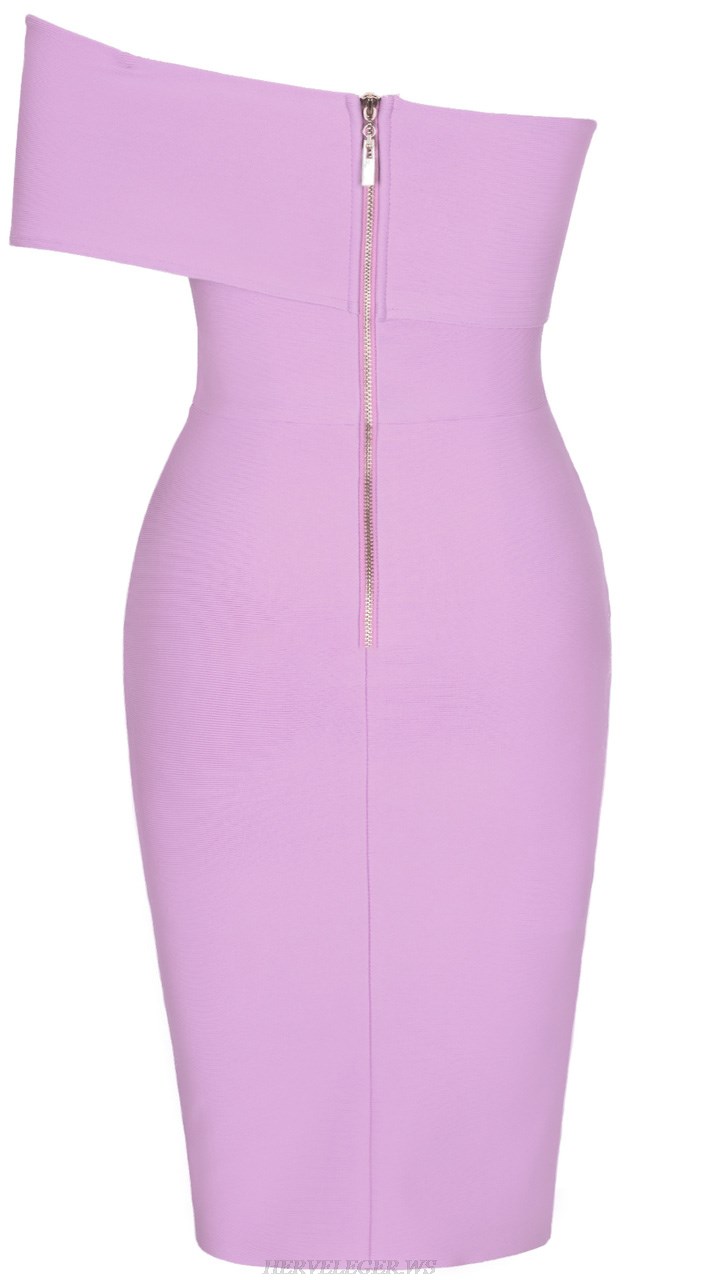 Herve Leger Lavender Asymmetric Bardot Dress