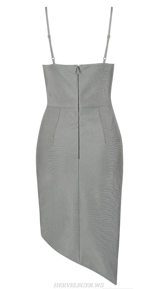 Herve Leger Grey Bustier Asymmetric Dress