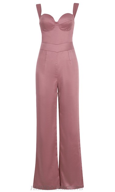 Herve Leger Pink Bustier Detail Silk Jumpsuit Thulian