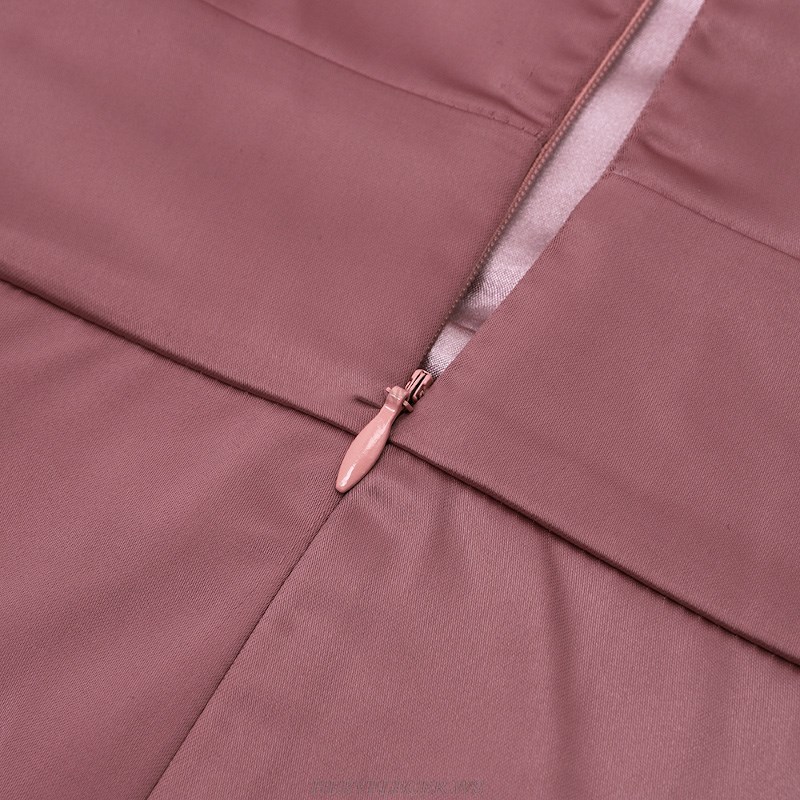 Herve Leger Pink Bustier Detail Silk Jumpsuit Thulian