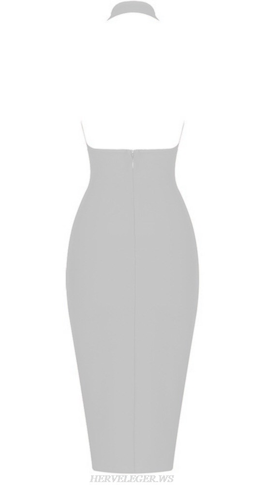 Herve Leger White Halter Bustier Cross Over Dress