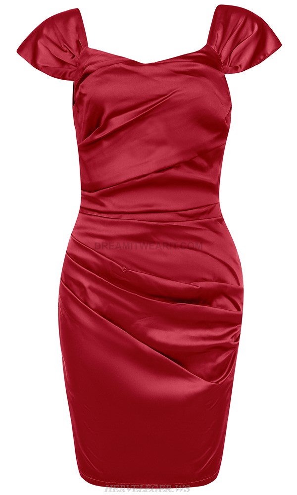 Herve Leger Red Off The Shoulder Draped Dress