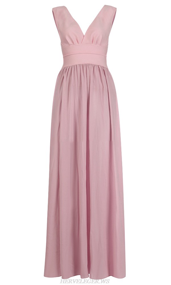 Herve Leger Pink Overskirt Gown