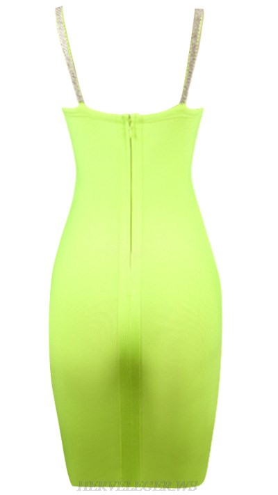 Herve Leger Neon Rhinestone Trim Dress