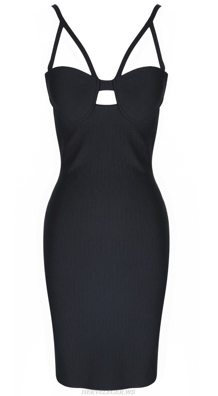 Herve Leger Black Strappy Bustier Dress