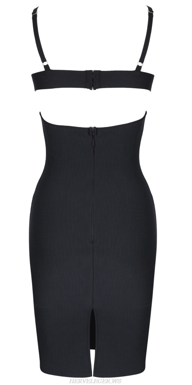 Herve Leger Black Strappy Bustier Dress