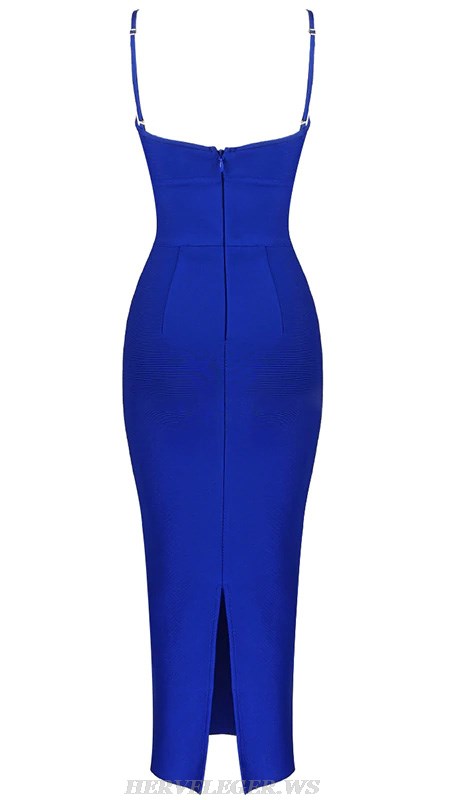 Herve Leger Blue Bow Bustier Dress