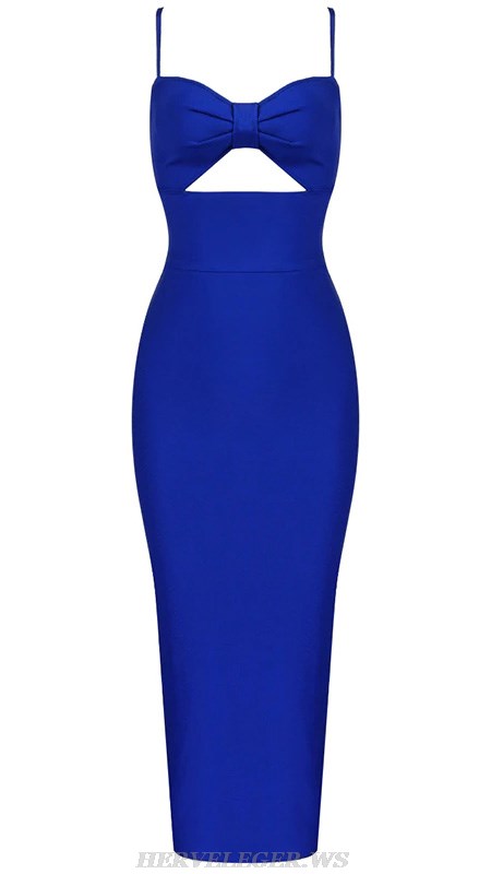 Herve Leger Blue Bow Bustier Dress