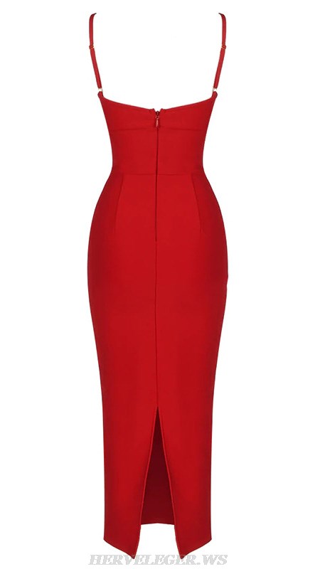 Herve Leger Red Bow Bustier Dress