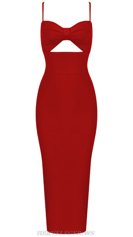 Herve Leger Red Bow Bustier Dress