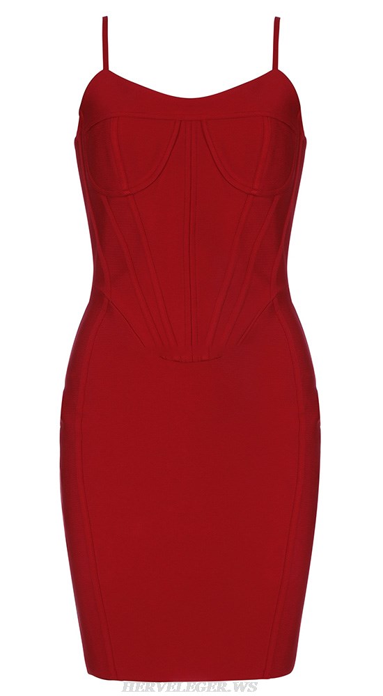 Herve Leger Red Bustier Corset Dress