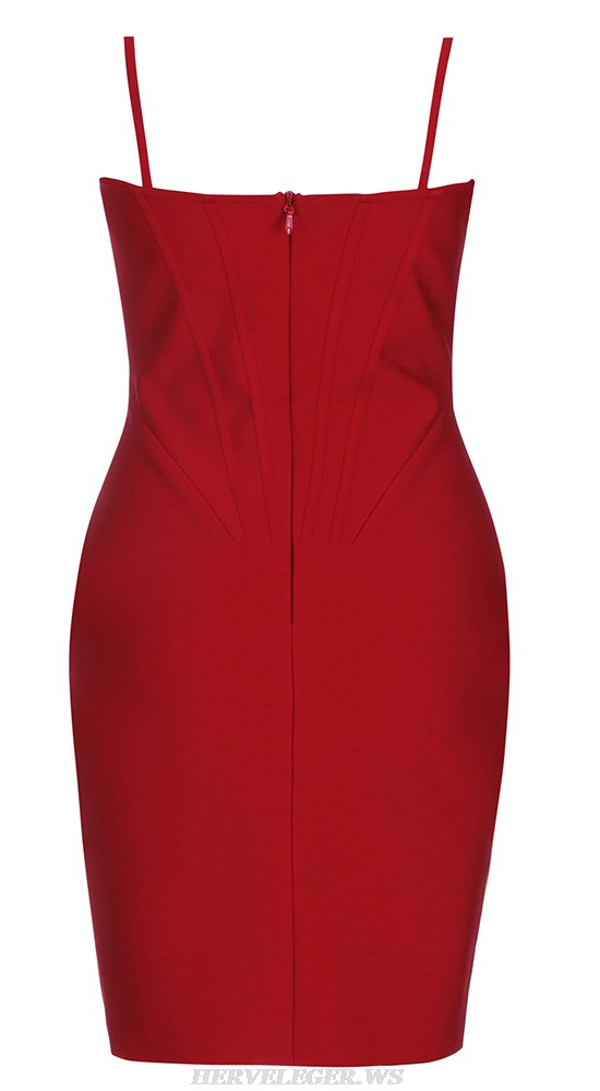 Herve Leger Red Bustier Corset Dress