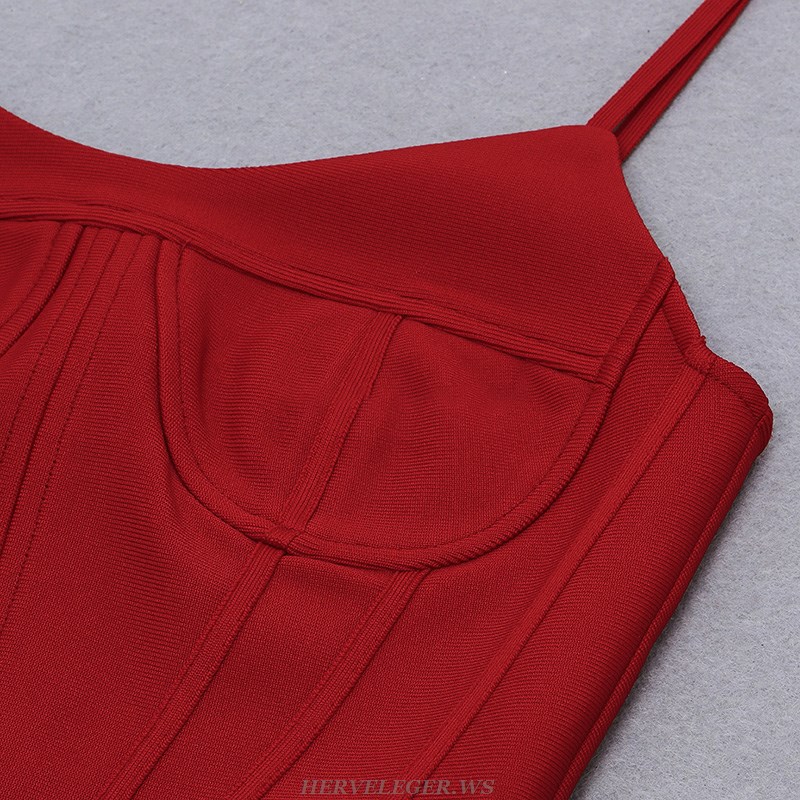 Herve Leger Red Bustier Corset Dress