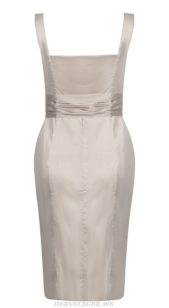 Herve Leger Nude Bustier Draped Silk Dress