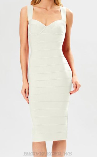 Herve Leger White Bustier Dress