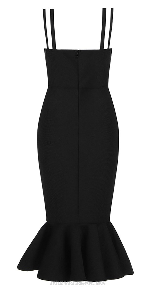 Herve Leger Black Double Strap Mermaid Dress