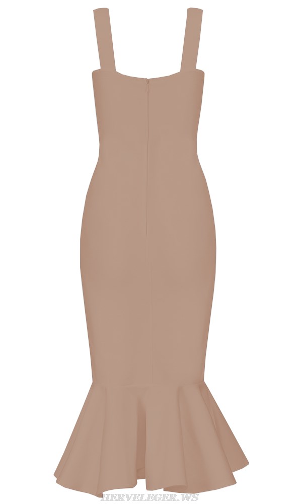 Herve Leger Nude Fluted Dress