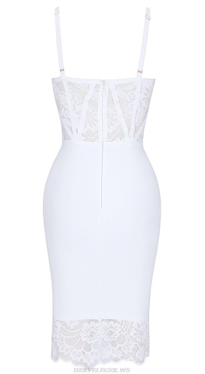 Herve Leger White Lace Bustier Dress