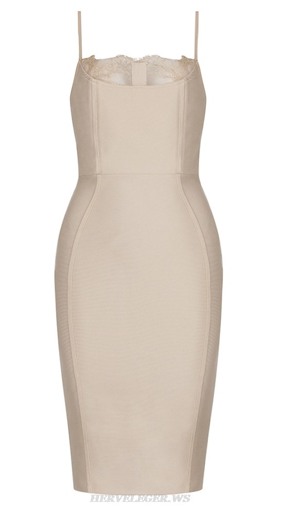 Herve Leger Nude Lace Insert Dress