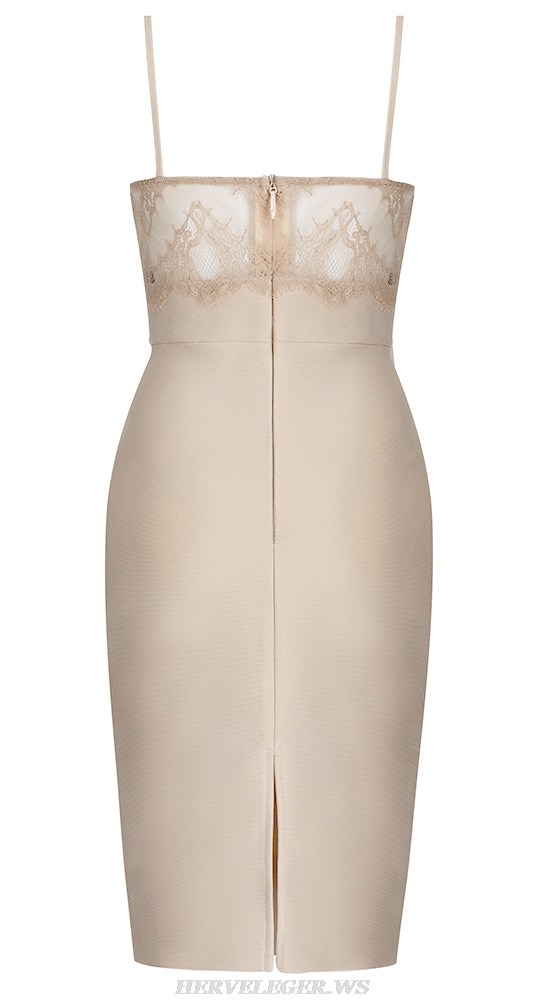 Herve Leger Nude Lace Insert Dress