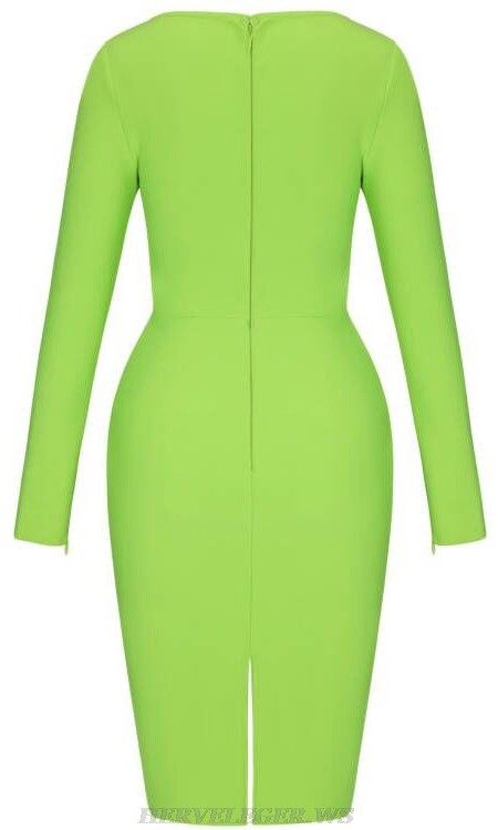 Herve Leger Neon Long Sleeve Corset Dress