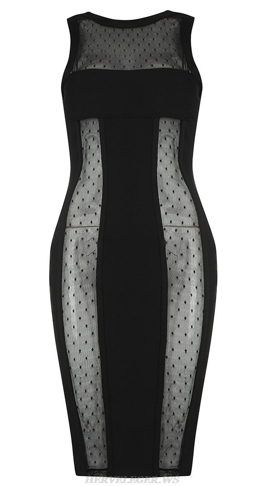 Herve Leger Black Mesh Insert Dress