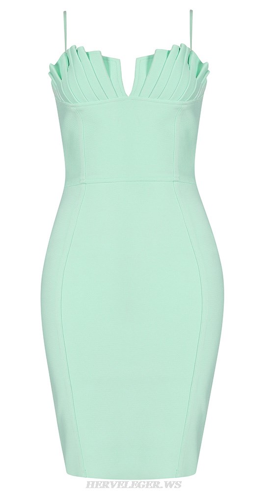 Herve Leger Light Green Pleated Bustier Dress