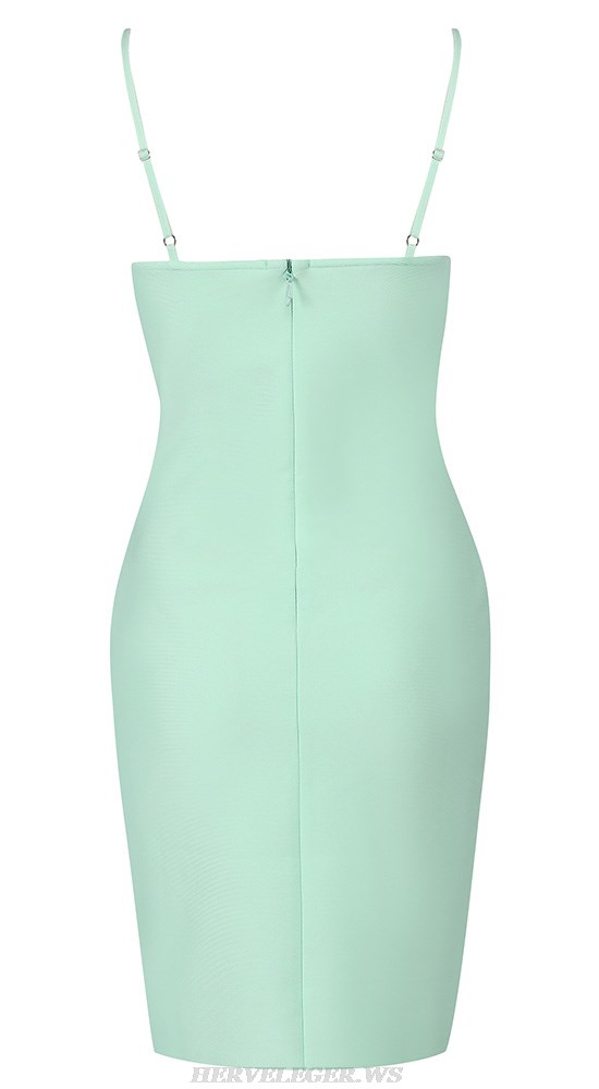 Herve Leger Light Green Pleated Bustier Dress