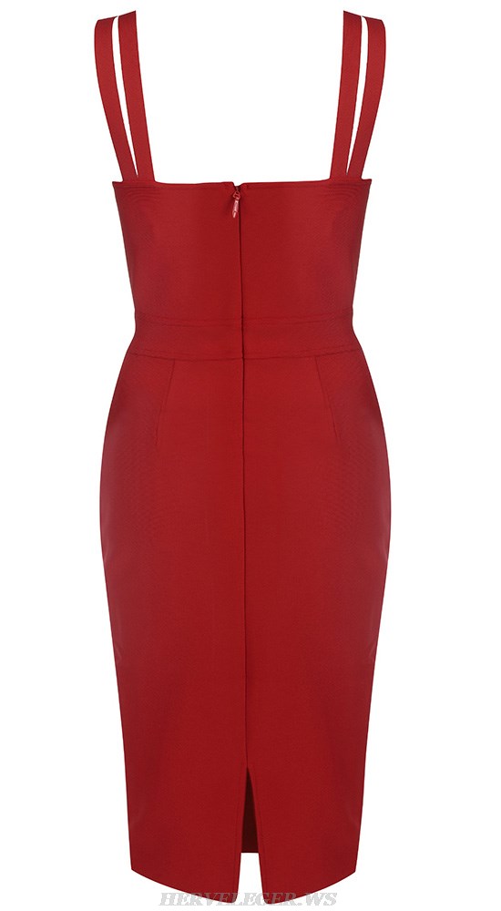 Herve Leger Red Ribbed Bustier Dress