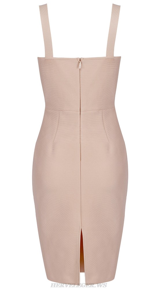 Herve Leger Nude Structured Crochet Bustier Dress