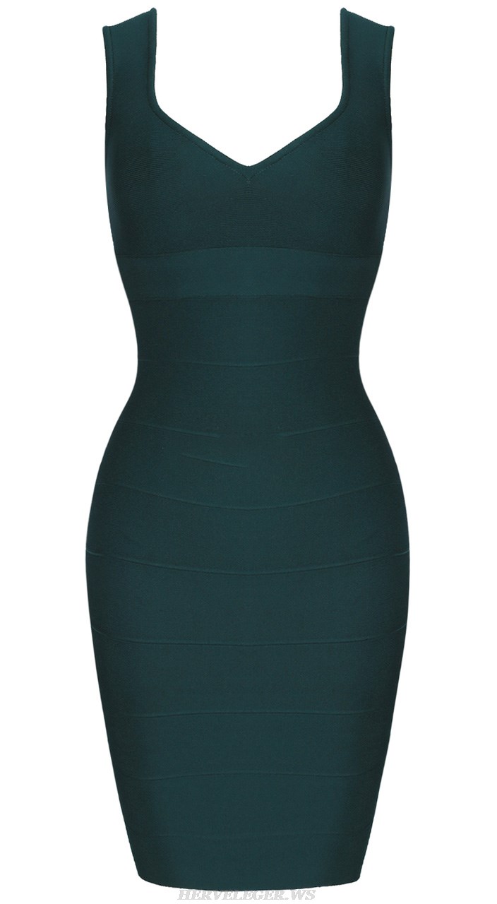 Herve Leger Green Sweetheart Neckline Dress