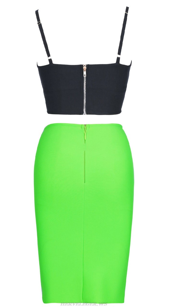 Herve Leger Black Neon Two Piece Dress