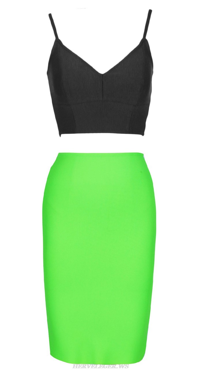 Herve Leger Black Neon Two Piece Dress