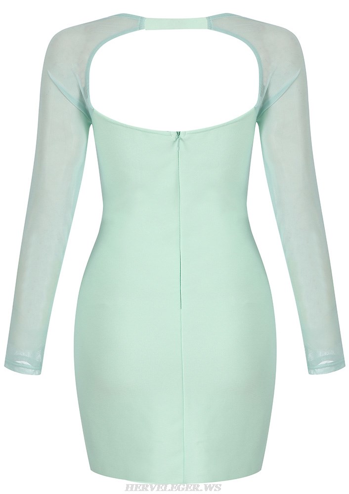 Herve Leger Green Long Sleeve Bustier Dress