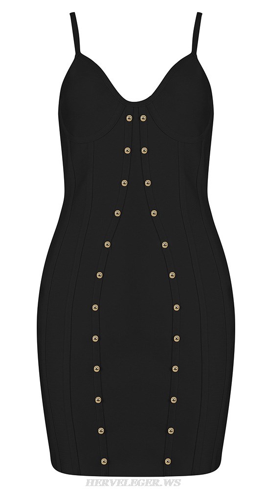 Herve Leger Black Studded Bustier Dress