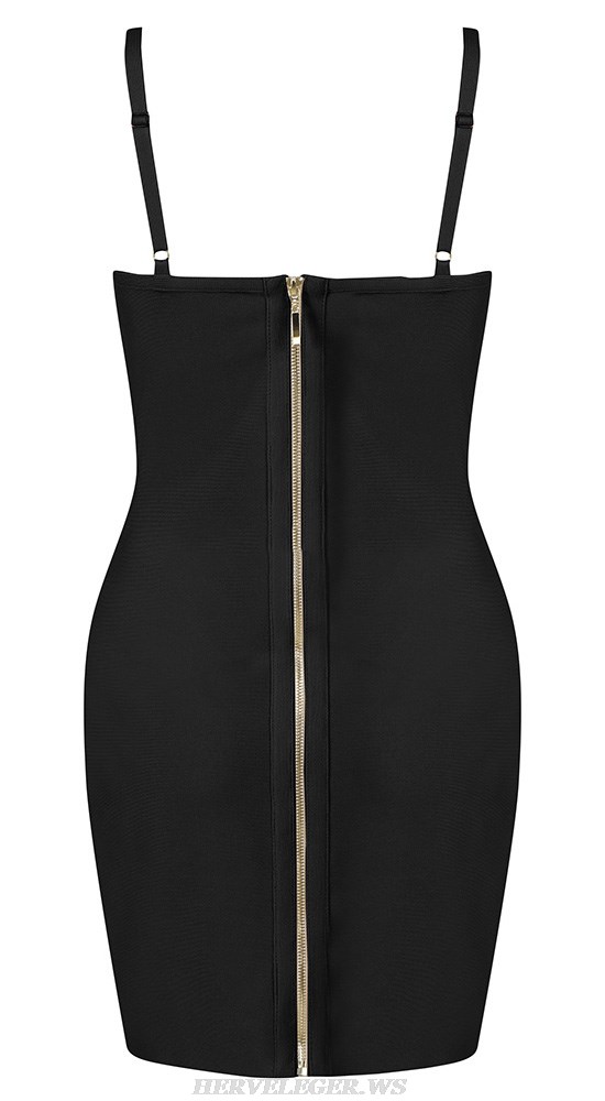 Herve Leger Black Studded Bustier Dress