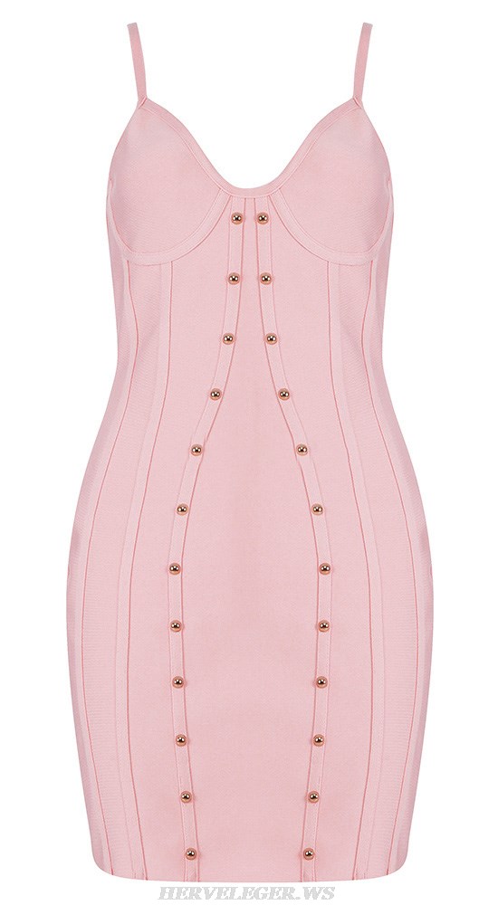 Herve Leger Pink Studded Bustier Dress