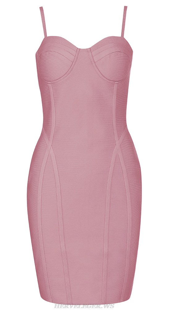 Herve Leger Pink Bustier Detail Dress