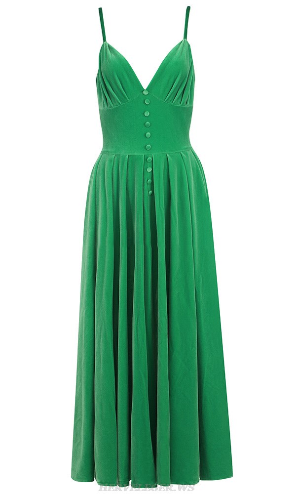 Herve Leger Green Bustier Skater Velvet Dress