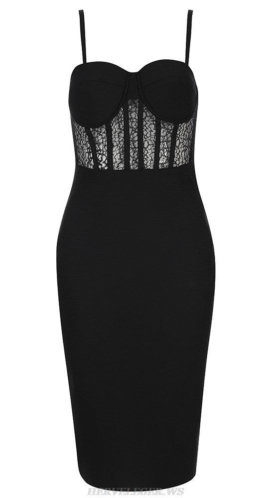 Herve Leger Black Crochet Corset Dress