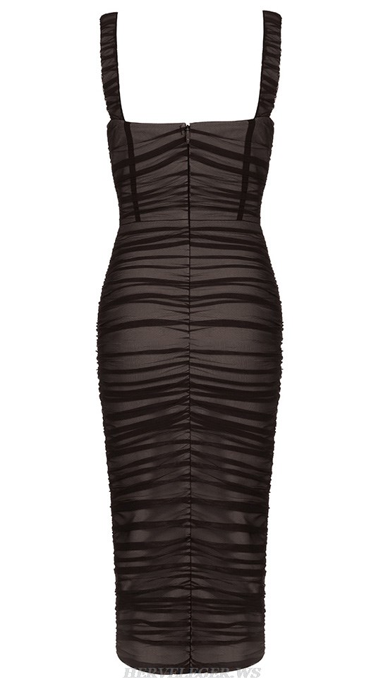 Herve Leger Black Draped Corset Dress