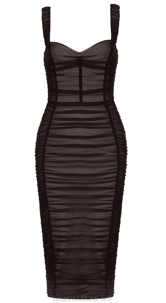 Herve Leger Black Draped Corset Dress