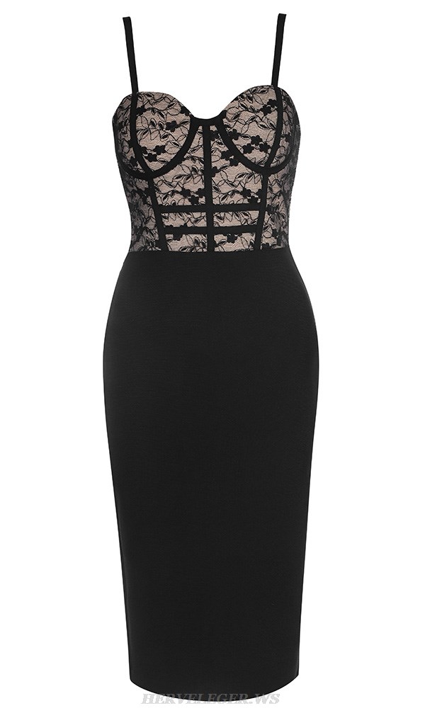 Herve Leger Black Lace Corset Dress